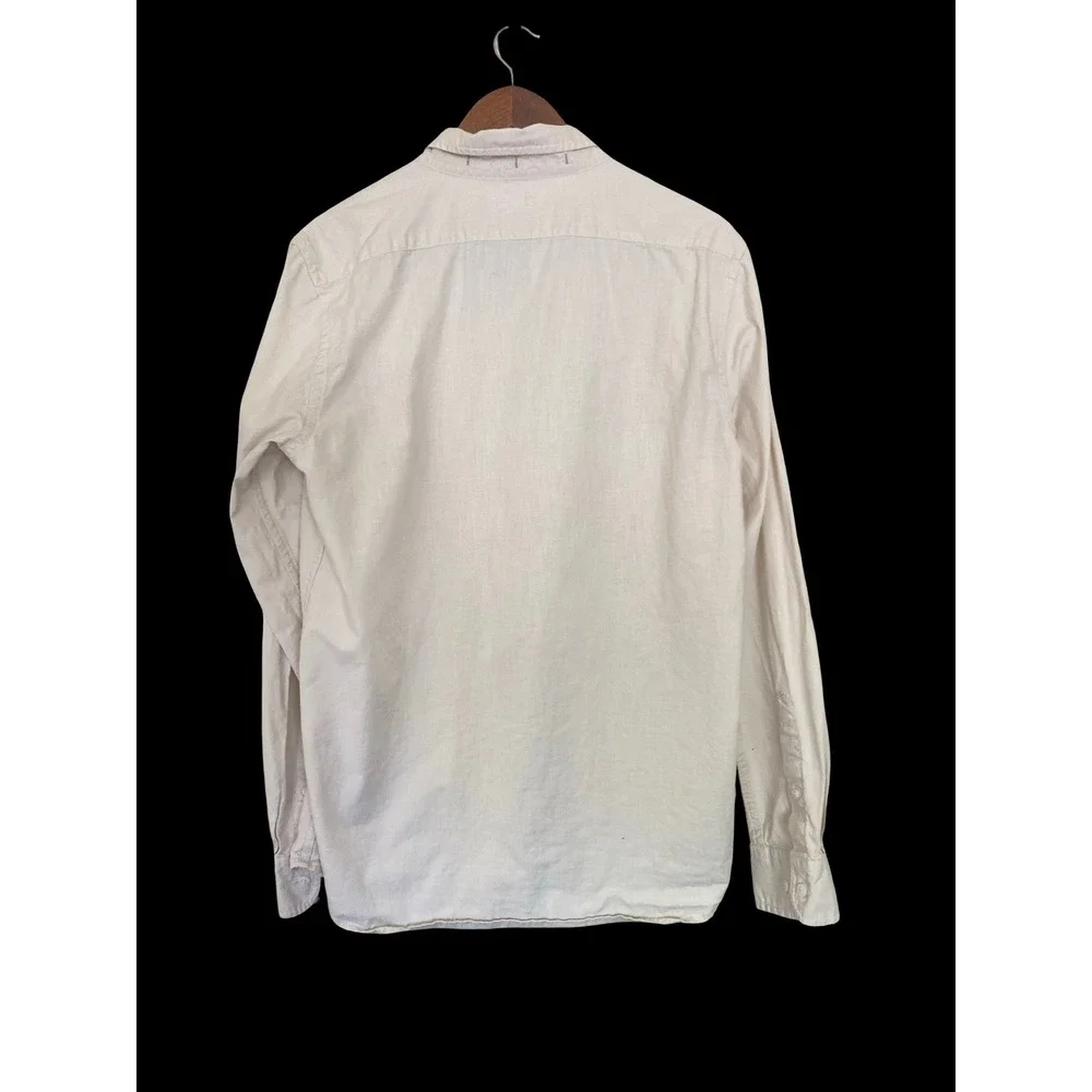 Banana Republic Untucked Fit Mens Shirt M Tall Beige Cotton Button Down